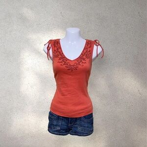 Esprit Orange Fitted Flutter Sleeve Tank Top